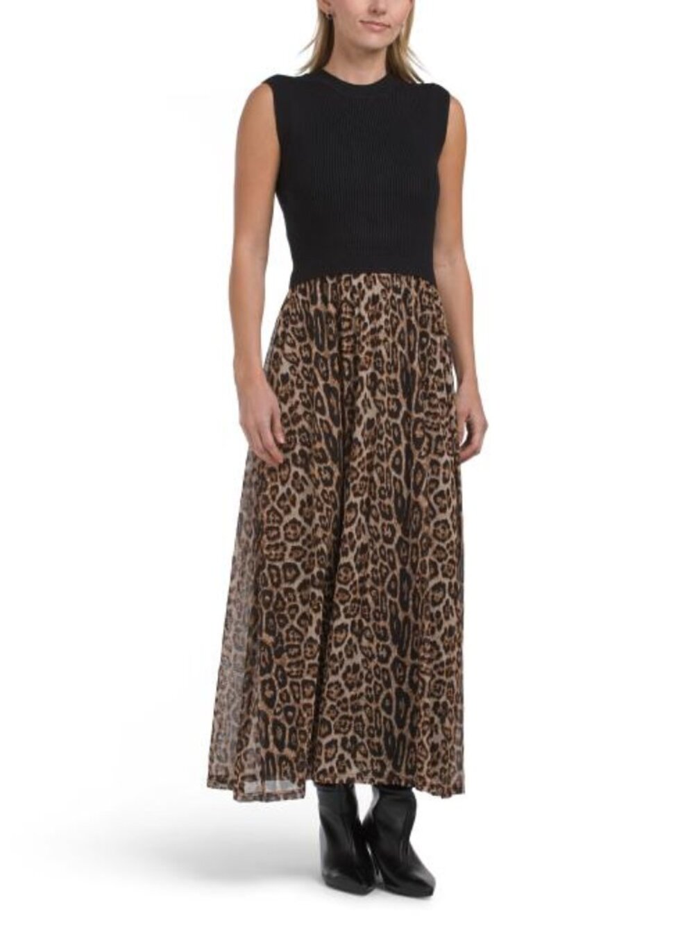 LUCKY BRAND Twofer Knit Mesh Maxi Dress
